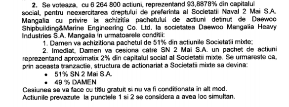 Preluarea șantierului naval Daewoo Mangalia de către olandezii de la Damen, autorizată de Consiliul Concurenței