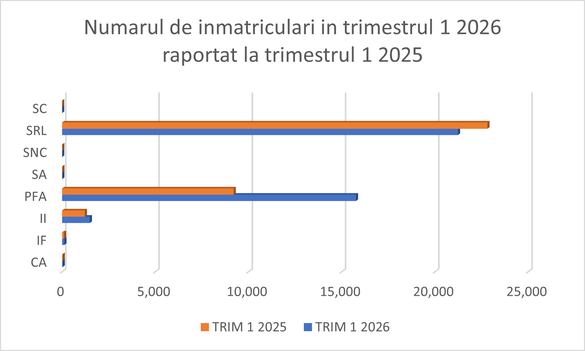 Scade numărul de SRL-uri în România GRAFICE