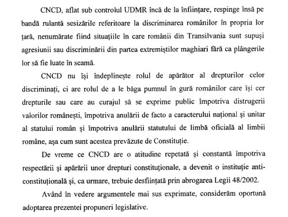 DOCUMENT Ce mai face Parlamentul: desființează Consiliul Național pentru Combaterea Discriminării, deoarece este anti-românesc