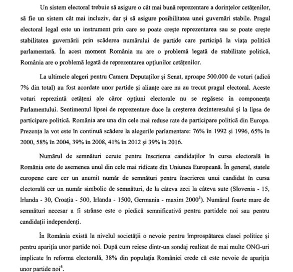 USR vrea scăderea pragului electoral la parlamentare, eliminarea lui la locale și europarlamentare, plus reducerea numărului de semnături necesare participării la toate tipurile de scrutin