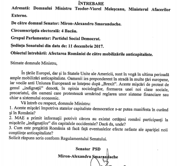 MAE către senatorul PSD speriat de noua clasă socială a
