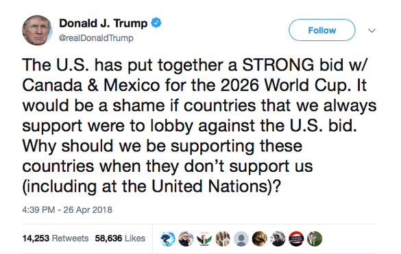 FOTO Trump amenință statele care se vor opune candidaturii SUA la organizarea Cupei Mondiale din 2026 cu sancțiuni economice și politice