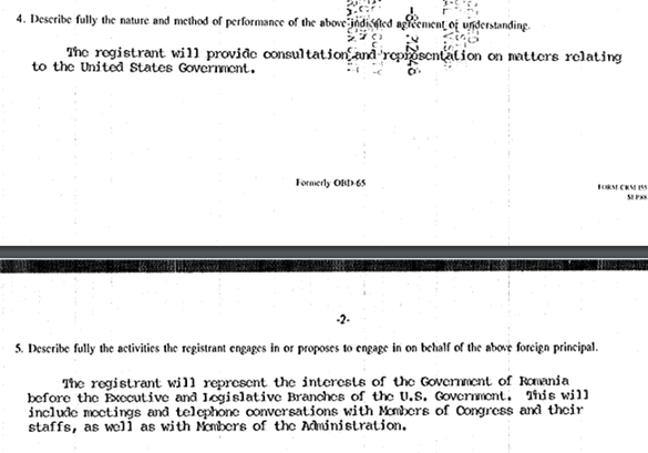 DOCUMENTE MINERIADĂ Primul contract de lobby la Washington al României de după Revoluție. Regimul Iliescu-Roman a plătit 200.000 de dolari unui broker de asigurări din Beverly Hills pentru a-și 