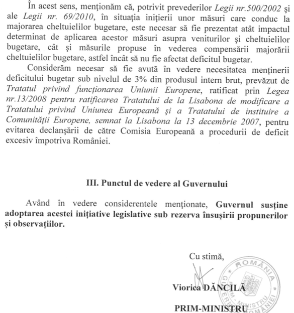 DOCUMENT Guvernul arată că instituției ”Regele Mihai I” nu îi pot fi prealocați 860.000 euro sau bani din rezervă. Premierul cere compensarea cheltuielilor, de regulă un pas spre respingere