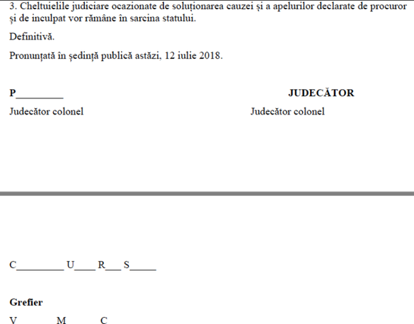 EXCLUSIV DOCUMENT Primul inculpat într-un caz de corupție achitat pe motivul presupusei ilegalități a protocolului secret de cooperare Parchet-SRI: un jandarm condamnat în primă instanță pentru luare de mită