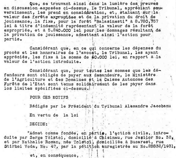 DOCUMENTE ARHIVĂ CENTENAR 1918 Reforma de 6 miliarde de la miezul nopții. Unirea cu Basarabia și naționalizarea neconstituțională a pădurilor de peste Prut. Procese în țară, reclamație la Liga Națiunilor. Pădurea din Bucovina a familiei Tolstoi