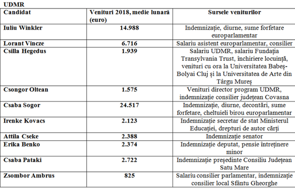 TABELE Câți bani câștigă candidații la europarlamentare. Cam toți țintesc spre mai bine. Exemplele 