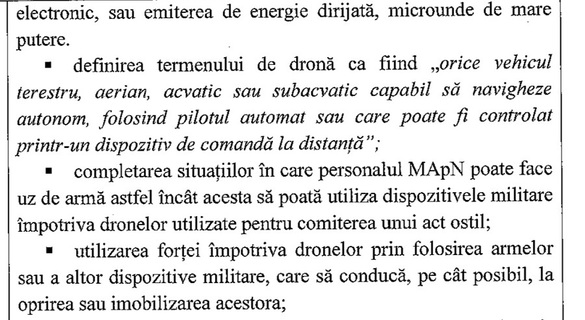 DOCUMENT Armata poate deschide focul împotriva dronelor