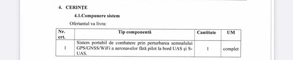 DOCUMENT+VIDEO MApN vrea sistem portabil antidronă pentru protecția obiectivelor militare față de 