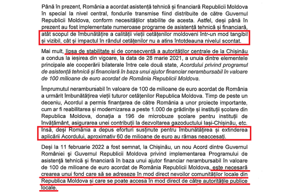 DOCUMENT Coaliția vrea redirecționarea banilor acordați de România autorităților centrale de la Chișinău către primarii din Republica Moldova