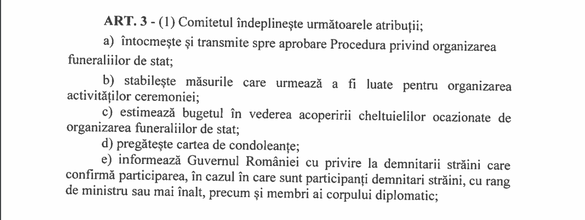 DOCUMENT Guvernul reglementează funeraliile de stat pentru foști președinți