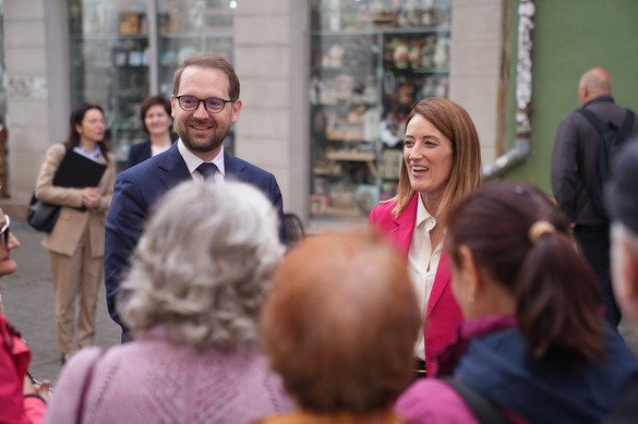 FOTO Președintele Parlamentului European, la plimbare prin Timișoara cu Dominic Fritz