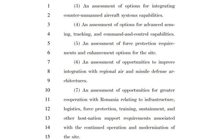 DOCUMENT Scutul de la Deveselu: Un congressman republican a propus modernizarea, inclusiv cu capacități anti-dronă, ca amendament la bugetul de apărare al SUA. Lobby făcut de un think-tank pro-Ucraina, pro-Israel și anti-Iran