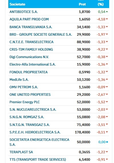 FOTO Bursa București, pe roșu total. Aproape toate companiile sunt în cădere