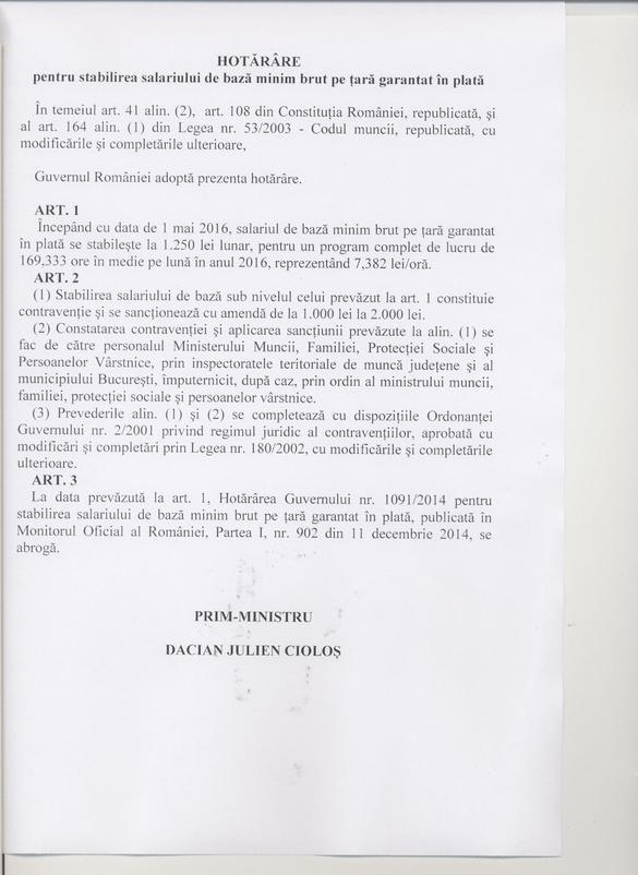 Guvernul a decis: salariu minim de 1.250 lei de la 1 mai. Efectul pentru angajator și angajat