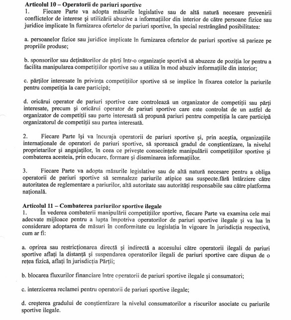 DOCUMENT Guvernul va obliga operatorii de pariuri sportive să divulge imediat pariurile atipice sau suspecte