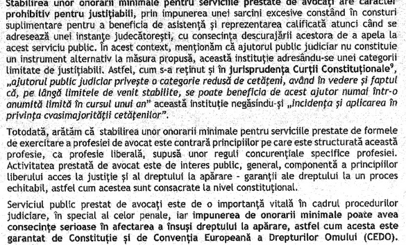 DOCUMENT Ministerul Justiției atenționează F.F.Urgent parlamentarii că onorariile minimale vor fi prohibitive pentru justițiabili