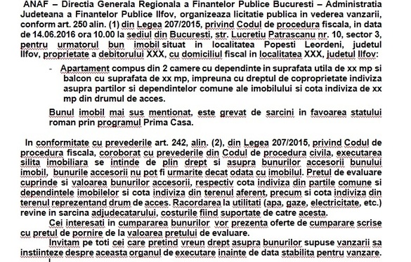 Fiscul începe să vândă apartamentele achiziționate prin Prima Casă, dar pierdute de cumpărători pentru neplata ratelor