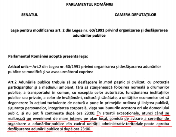 După 26 de ani, românii ar putea obține dreptul de a ține adunări publice și după ora 23, în cazuri 