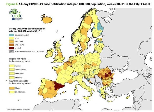 INFOGRAFICE Anunț - România, pe primul loc în evoluția epidemiei de COVID-19 în UE: cea mai mare rată de pozitivare, 19 decese la 1 milion de locuitori și o rată a cazurilor noi de aproape 4 ori cât media UE