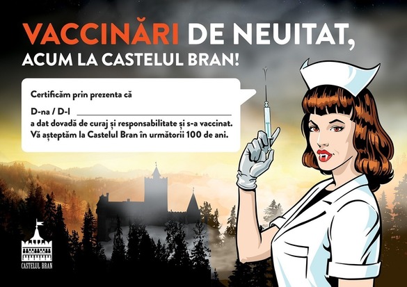 FOTO Castelul Bran lansează maratoane de vaccinare. Participanții primesc „diplomă pentru curaj, cu o nouă întâlnire peste 100 de ani” 