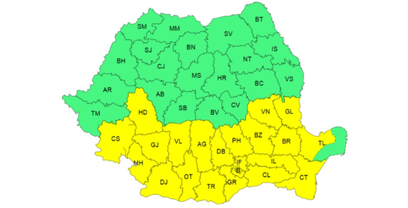 Alertă meteo în toată țara - Cod Galben de furtuni