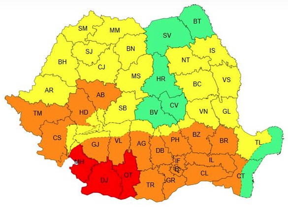 HARTĂ Vremea continuă să fie caniculară. Cod roșu în 3 județe