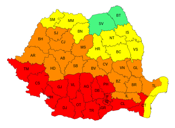 HARTĂ Cod Roșu de caniculă, în jumătatea sudică a României. Temperaturile vor urca până la 43 de grade