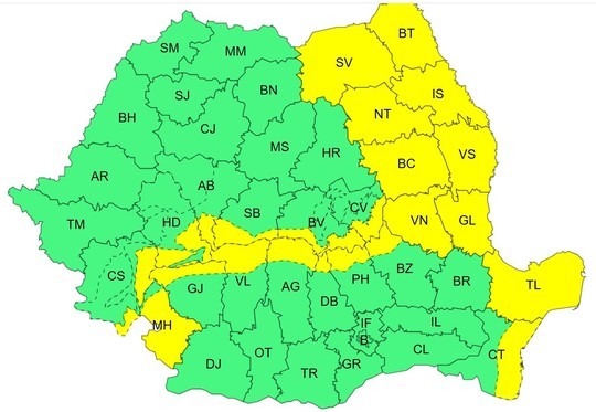 HARTĂ Viscol și vânt până luni dimineață