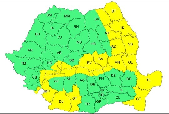 Prognoză actualizată. Codul roșu de vânt și viscol înlocuiește codul portocaliu HARTA