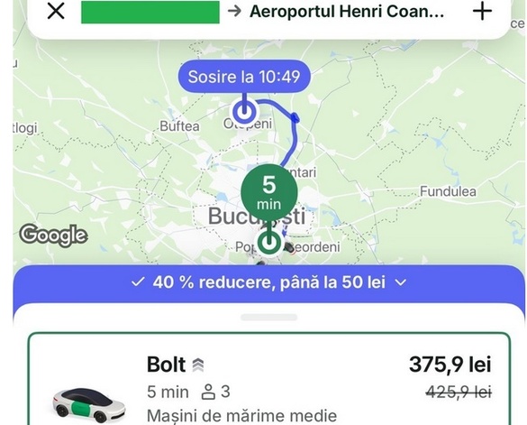 FOTO Tarifele Uber și Bolt au explodat cu Bucureștiul sub zăpadă. Și-au mai revenit când au ieșit utilajele de dezăpezire pe traseu