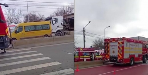 Accident grav în Dâmbovița între un TIR și un microbuz școlar în care erau 14 elevi