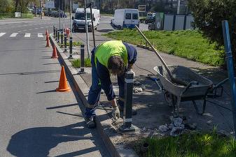 FOTO Ciucu pune stâlpișori pe trotuare, pentru a bloca intrarea mașinilor. Polițiștii locali sancționează șoferii care parchează pe trotuare și pe spațiul verde, mai ales acolo unde în apropiere există locuri de parcare cu plată