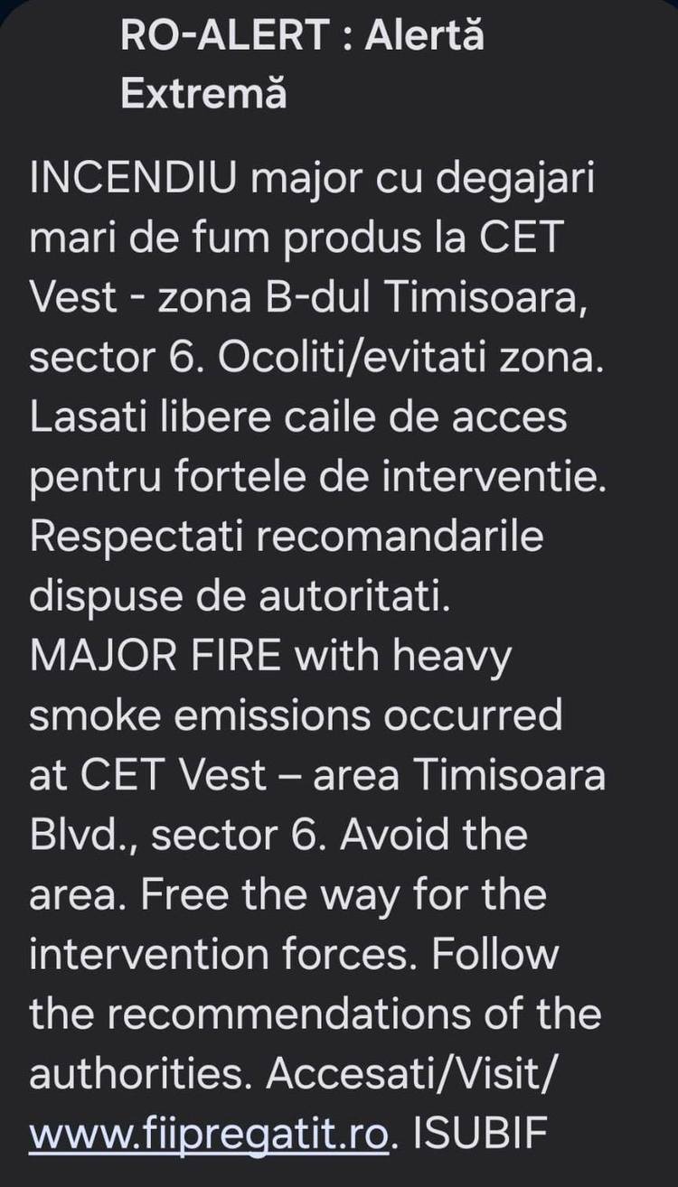 VIDEO Incendiu puternic la CET Vest, al doilea în doar o lună. Mesaj RO-ALERT