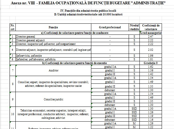 ULTIMA ORĂ Noi salarii în administrația publică, de la director general la consilier, bucătar, șofer LISTA