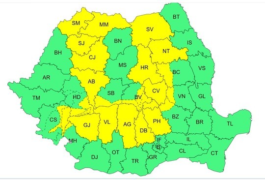 HARTA Alertă meteo. Vin ploi și vijelii după caniculă