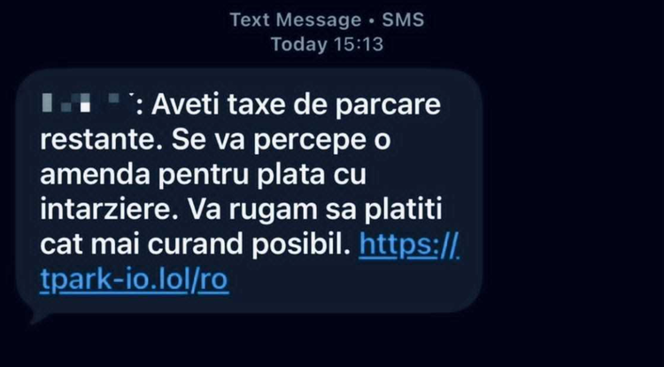 FOTO Fraudă cu mesaje în România. SMS-uri trimise în legătură cu taxe de parcare false