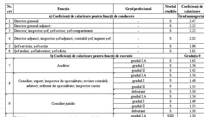 EXCLUSIV ULTIMA ORĂ Noi salarii în administrația publică, de la director general la consilier, bucătar, șofer LISTA