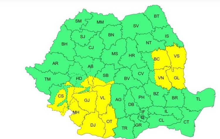 HARTĂ Alertă meteo. Vânt, ploi, chiar și ninsoare în unele regiuni