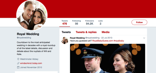 Hashtag-ul #RoyalWedding, folosit în 3,4 milioane de mesaje de pe Twitter