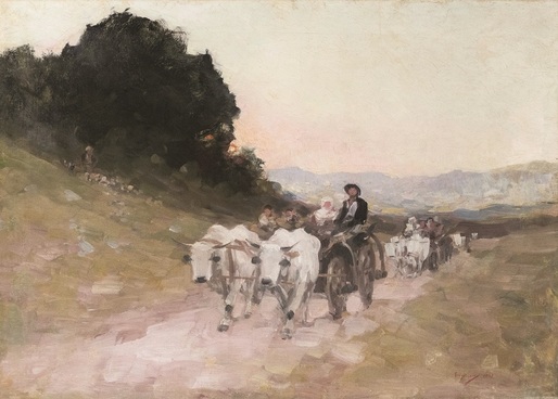 Tabloul "Care cu boi" de Nicolae Grigorescu, vândut cu 500.000 de lei