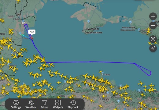 Un avion de business, transformat în vehicul de spionaj, a decolat de la Kogălniceanu pentru un zbor prelungit în Marea Neagră