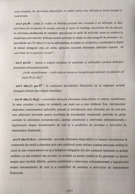 DOCUMENT BNR se opune, la Guvern, proiectului privind contractele de credit oferite consumatorilor