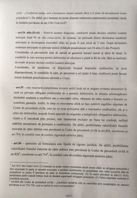 DOCUMENT BNR se opune, la Guvern, proiectului privind contractele de credit oferite consumatorilor