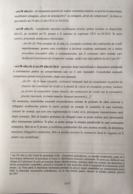 DOCUMENT BNR se opune, la Guvern, proiectului privind contractele de credit oferite consumatorilor