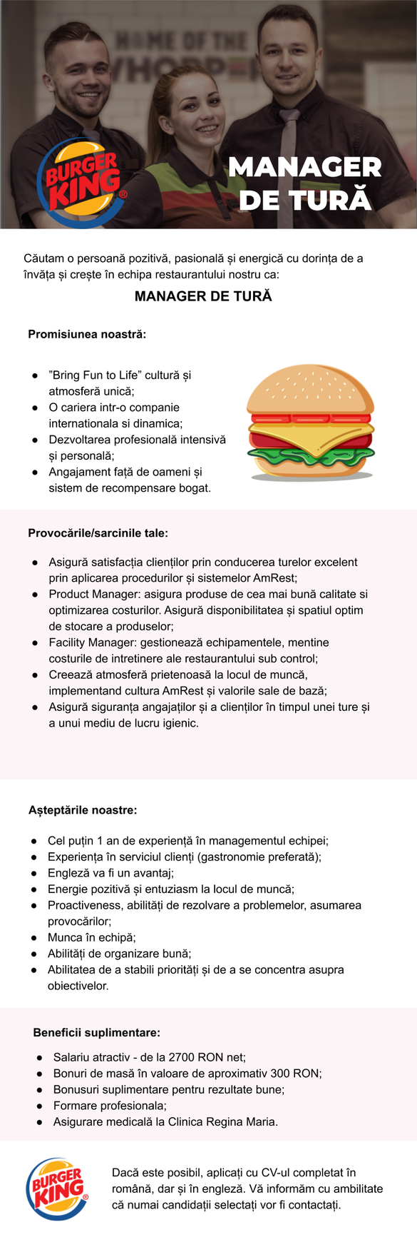 CONFIRMARE FOTO Lanțul Burger King a lansat planul de relansare pe piața din România