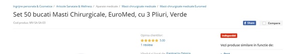 FOTO Pe site-ul eMAG au reapărut măștile medicinale vândute cu 500 lei cutia UPDATE eMAG reacționează, produsul a fost trecut 