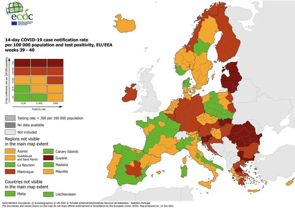 FOTO România - la cel mai înalt nivel de îngrijorare pe harta epidemiologică a Europei