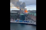 VIDEO Vechea clădire istorică a bursei de valori din Copenhaga, cuprinsă de flăcări, s-a prăbușit
