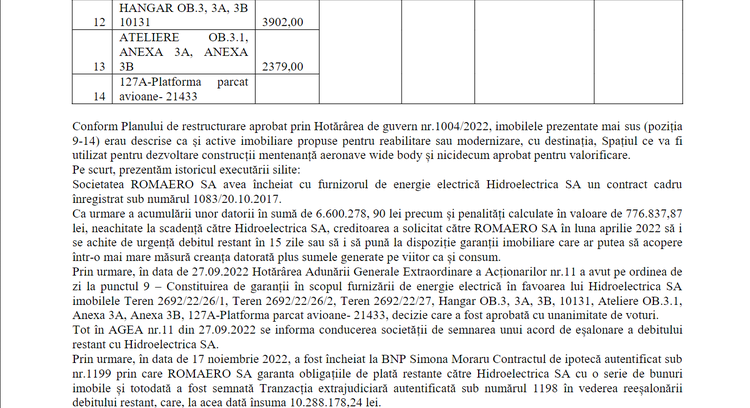 DOCUMENT Salvarea Romaero: Planul de reorganizare a fost confirmat de instanță. Măsuri de reducere a pierderilor